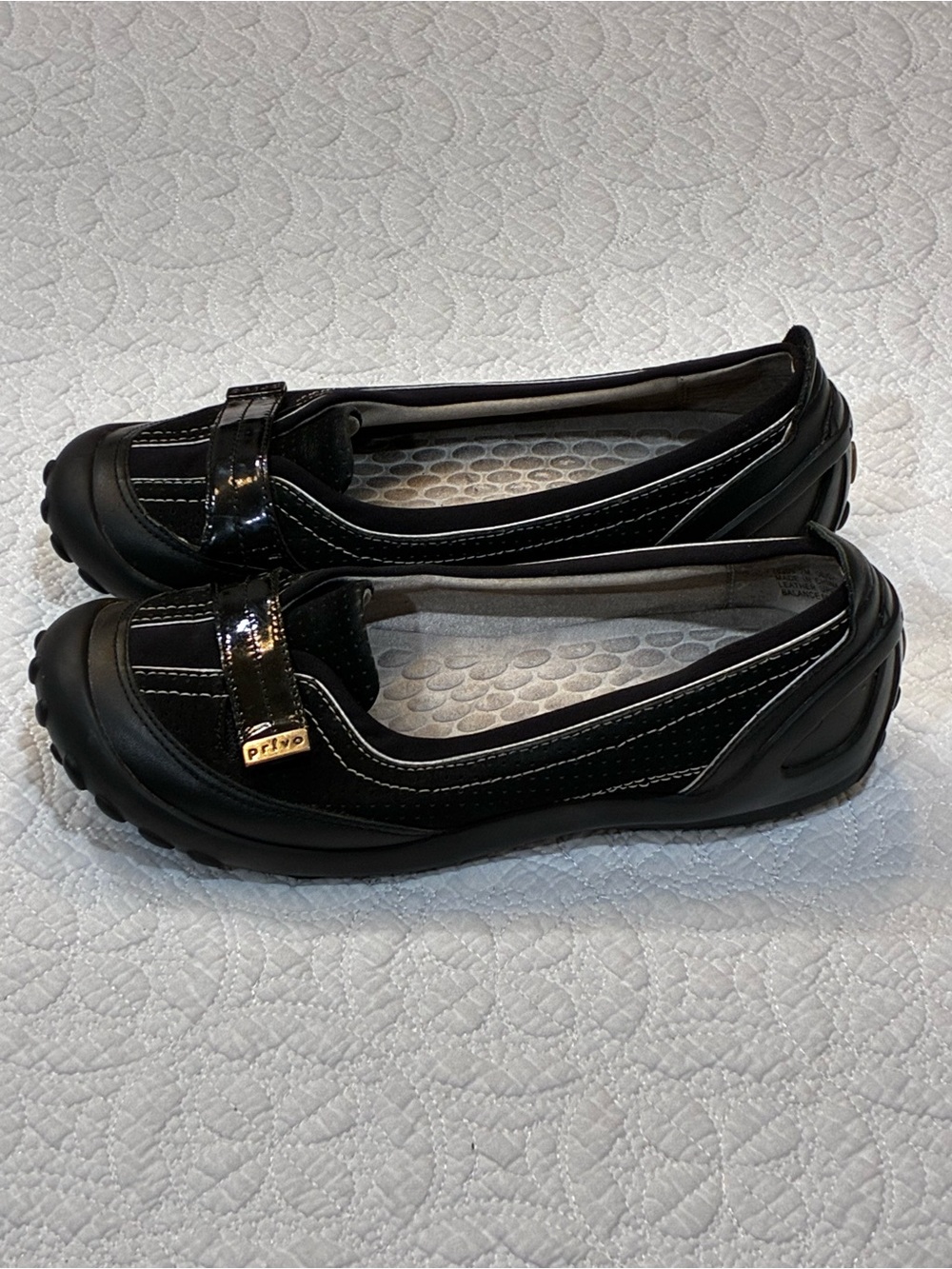Privo by Clarks Black Leather Patent Strap Comfort Shoes Slip On Mary Jane Sz